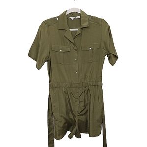Vintage 80's Royal Silk Olive Green Silk Blend Romper Size 8
